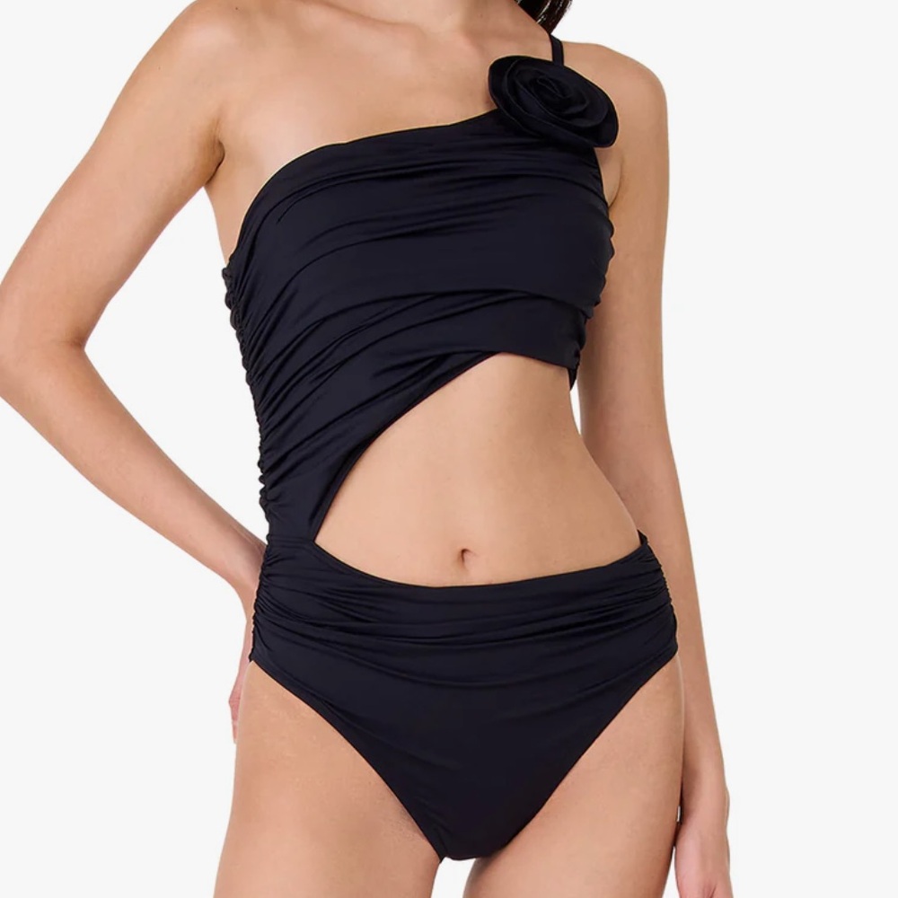 kate spade new york  Cream One Shoulder Rosette One Piece Swimsuit Size s